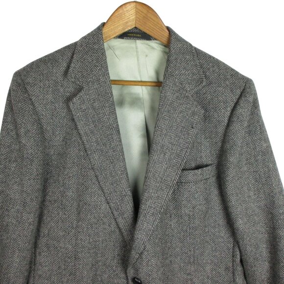 Imperial by Haggar 40 Men's Tweed Sport Coat Blazer Jacket Gray Herringbone Wool - Picture 2 of 8
